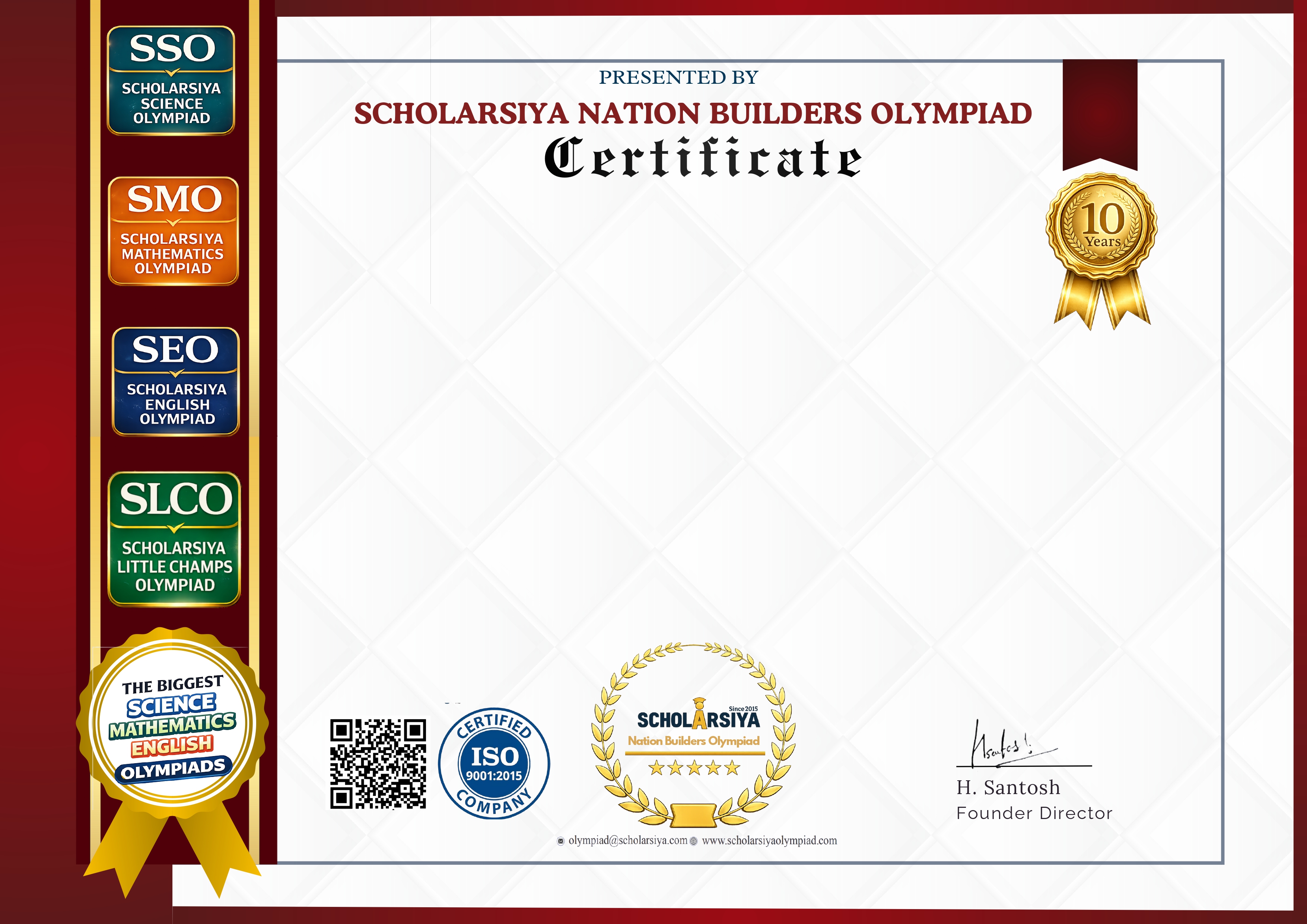 Scholarsiya Olympiad certificate preview